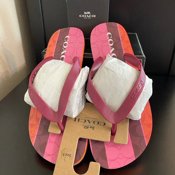 💥💥💥SOLD💥💥💥🎉HP🎉 COACH ZAK STRIPED FLIP FLOP SZ 9 NWT - Picture 4 of 8